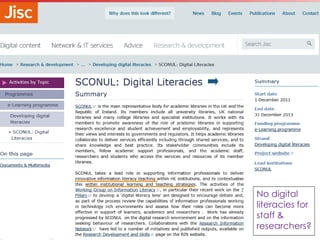 SCONUL
No digital
literacies for
staff &
researchers?
 