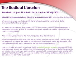 Digital life is now primarily in the Cloud, so why am I ignoring this? (proposed by @briankelly)
We seek to prepare our st...