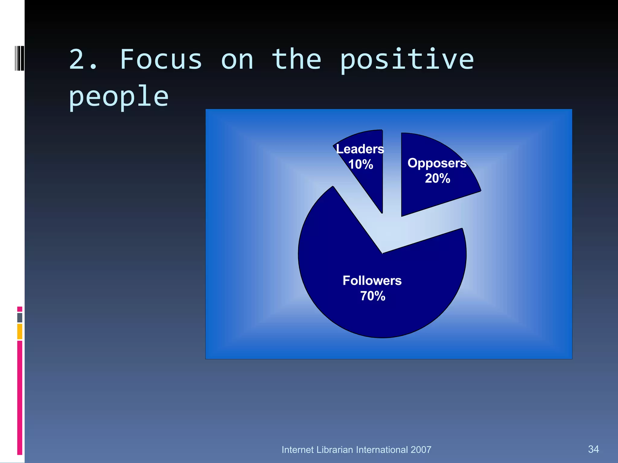 2. Focus on the positive people Internet Librarian International 2007 
