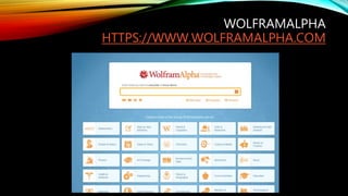 WOLFRAMALPHA
HTTPS://WWW.WOLFRAMALPHA.COM
 