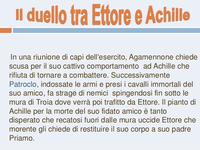 Riassunto Duello Tra Ettore E Achille Iliade