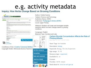 e.g. activity metadata
 