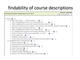 findability of course descriptions
 