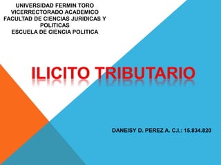 UNIVERSIDAD FERMIN TORO
VICERRECTORADO ACADEMICO
FACULTAD DE CIENCIAS JURIDICAS Y
POLITICAS
ESCUELA DE CIENCIA POLITICA
DANEISY D. PEREZ A. C.I.: 15.834.820
 