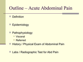 Comprehensive Overview of Acute Abdominal Pain Diagnosis and Management ...