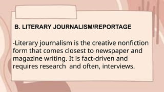 Exploring Hybrid Forms of Personal Creative Nonfiction Writing | PPTX