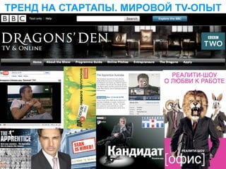 ТРЕНД НА СТАРТАПЫ. МИРОВОЙ TV-ОПЫТ
 