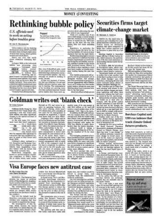 Wall Street Journal Mar 08 - Carbon Emission CO2 - UBS Global Warming Index - Murisic