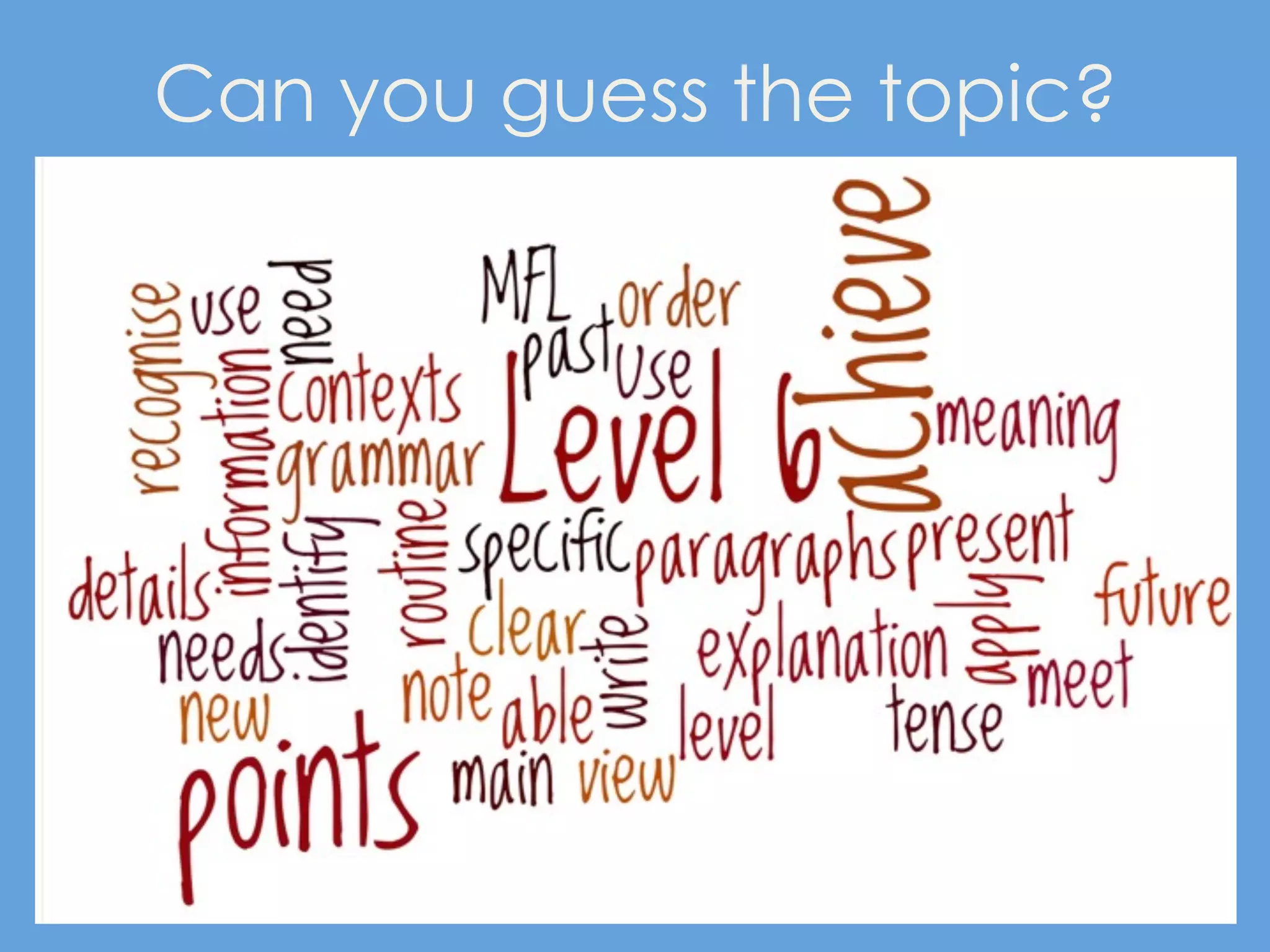 Can you guess the topic?
 