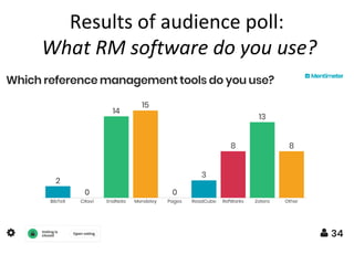 Results of audience poll:
What RM software do you use?
 