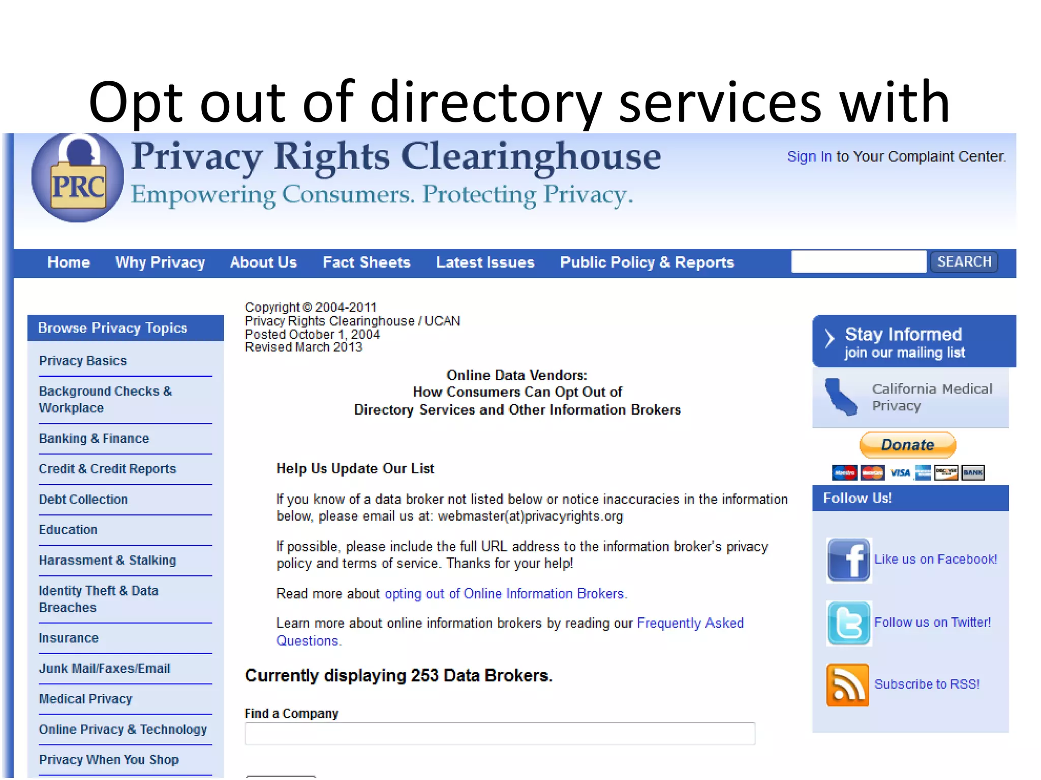 Opt out of directory services with

 