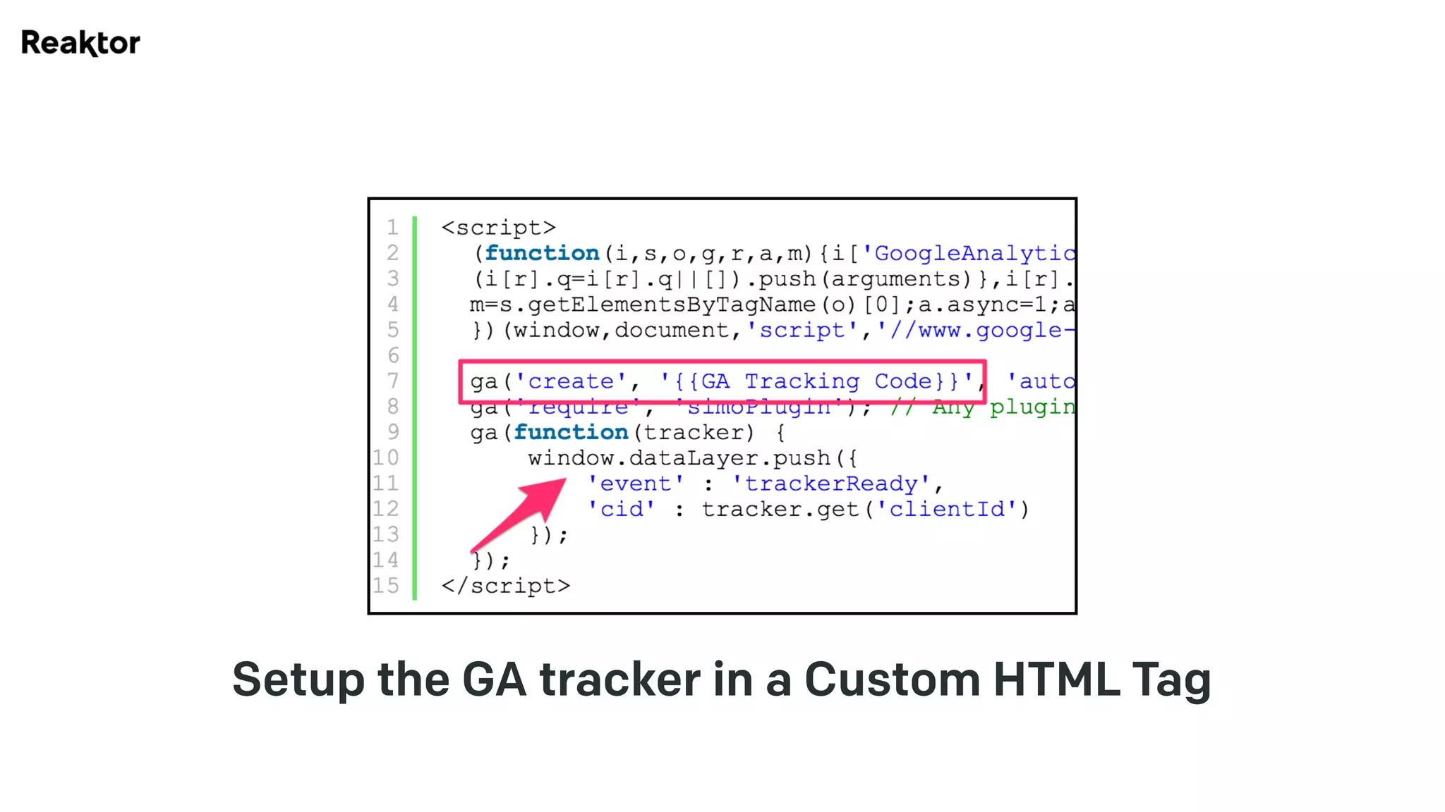 Setup the GA tracker in a Custom HTML Tag
 