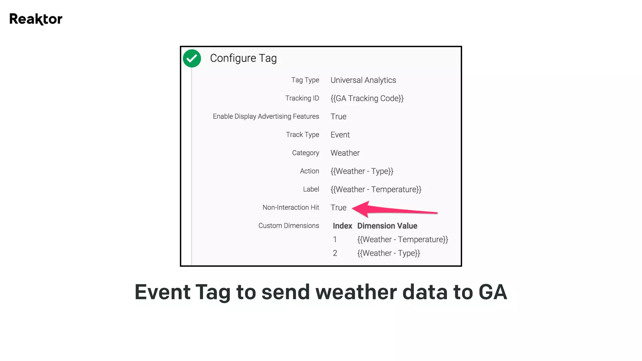 Event Tag to send weather data to GA
 