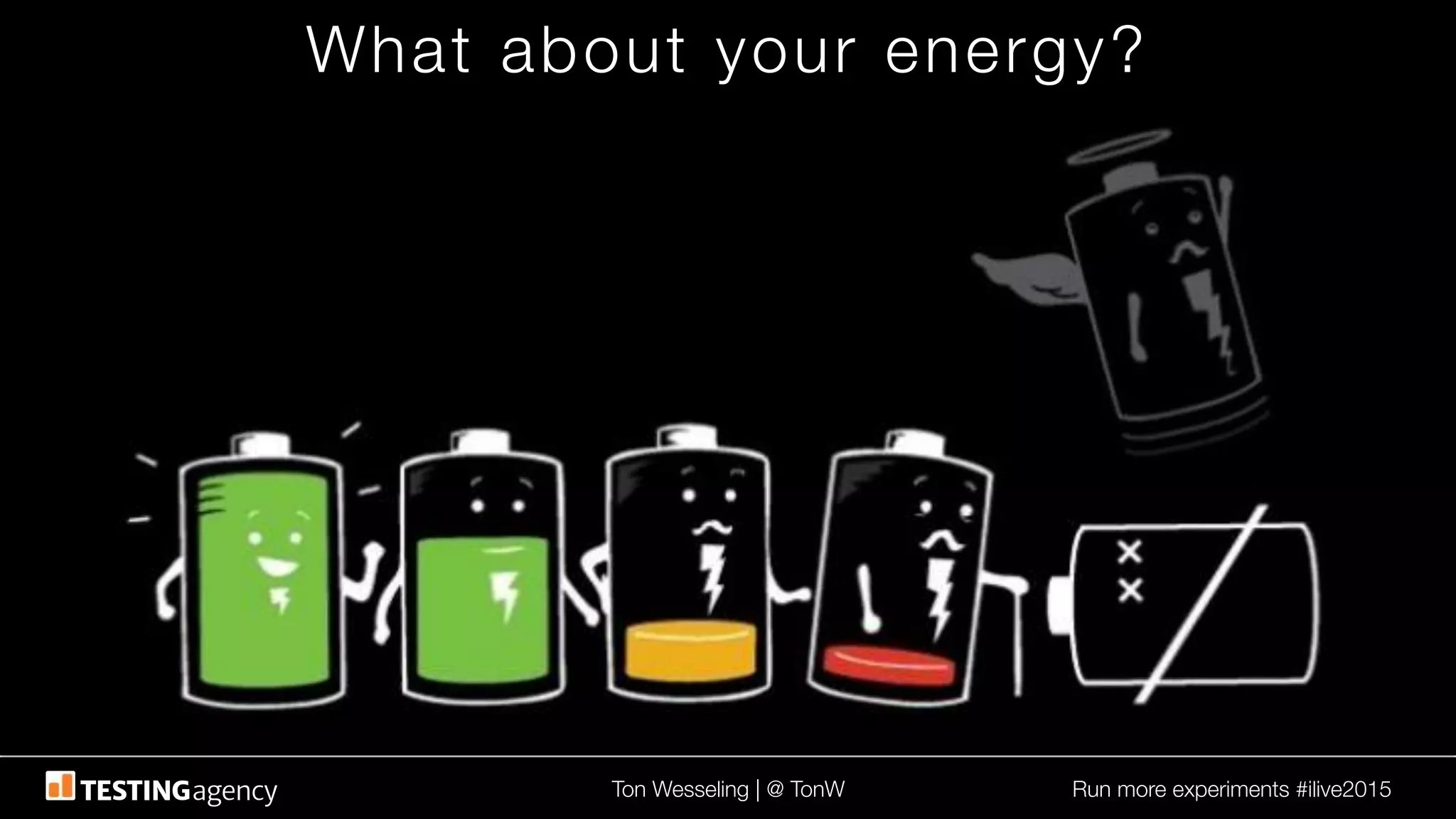 Ton Wesseling | @ TonW
 Run more experiments #ilive2015
What about your energy?
 