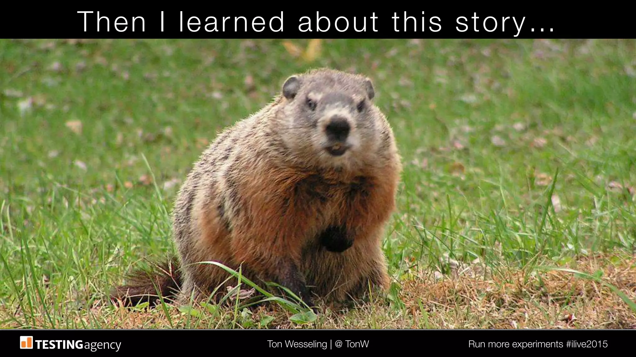 Ton Wesseling | @ TonW
 Run more experiments #ilive2015
Then I learned about this story…
 