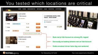 Ton Wesseling | @ TonW
 Run more experiments #ilive2015
You tested which locations are critical
 