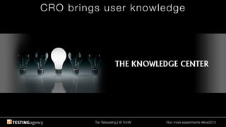 Ton Wesseling | @ TonW
 Run more experiments #ilive2015
CRO brings user knowledge
 