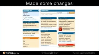 Ton Wesseling | @ TonW
 Run more experiments #ilive2015
Made some changes
 