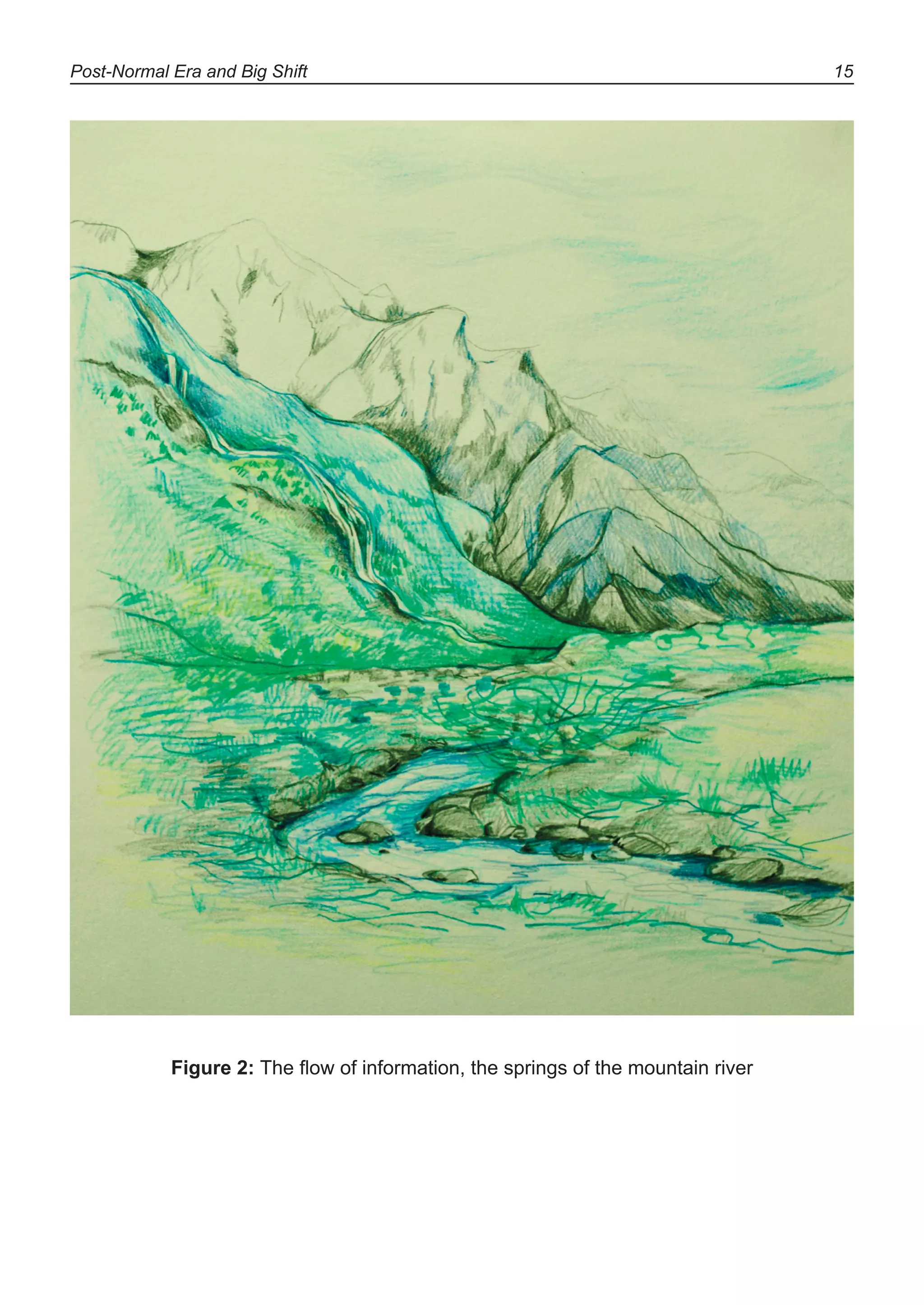 Post-Normal Era and Big Shift 15
Figure 2: The ﬂow of information, the springs of the mountain river
 