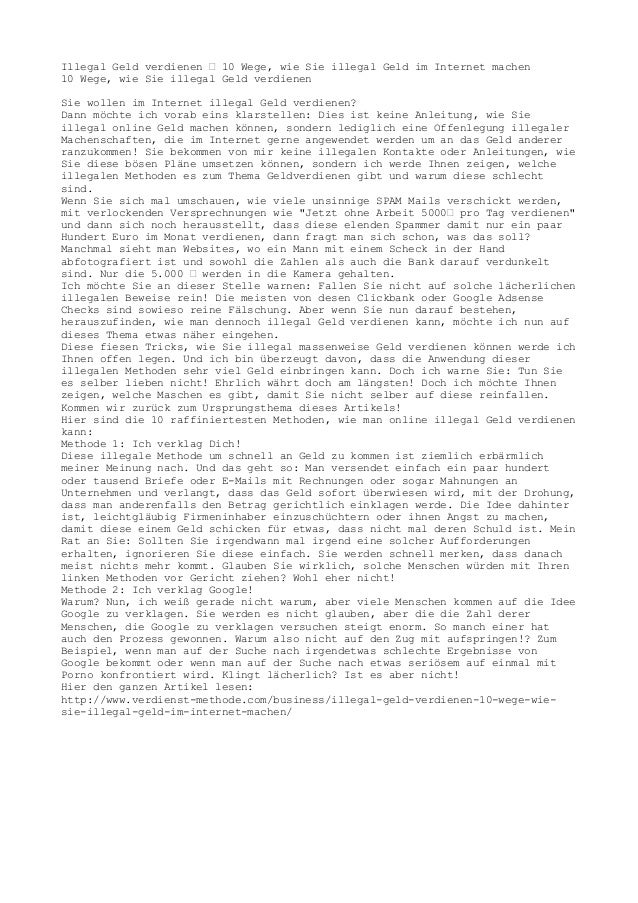 Geld Verdienen Illegal Geld Verdienen Illegal