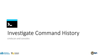 Investigate Command History
cmdscan and consoles
 