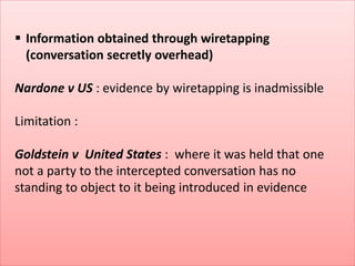 Wiretap Evidence Illegally obtained evidence | PPTX
