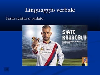 Linguaggio verbale
Testo scritto o parlato
 