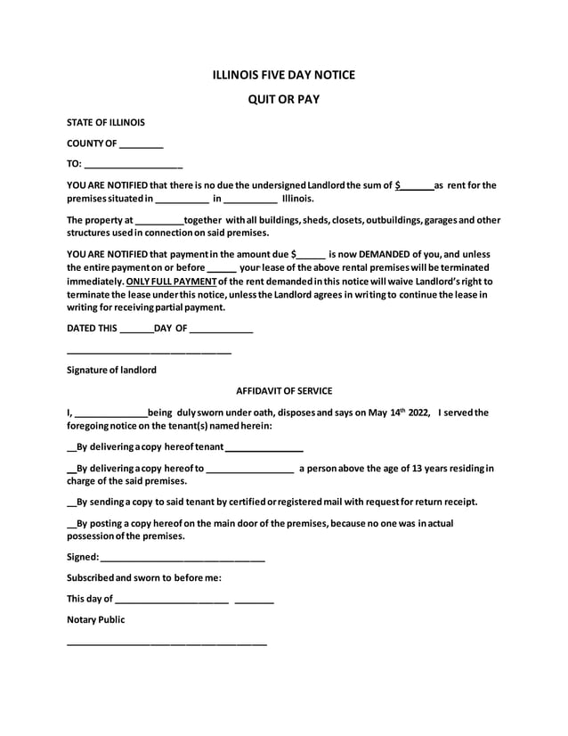 ILLINOIS FIVE DAY NOTICE TO QUIT. DOCX
