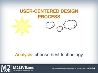 USER-CENTERED DESIGN
        PROCESS




Analysis: choose best technology
 