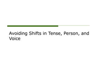 Avoiding Shifts in Tense, Person, and
Voice
 
