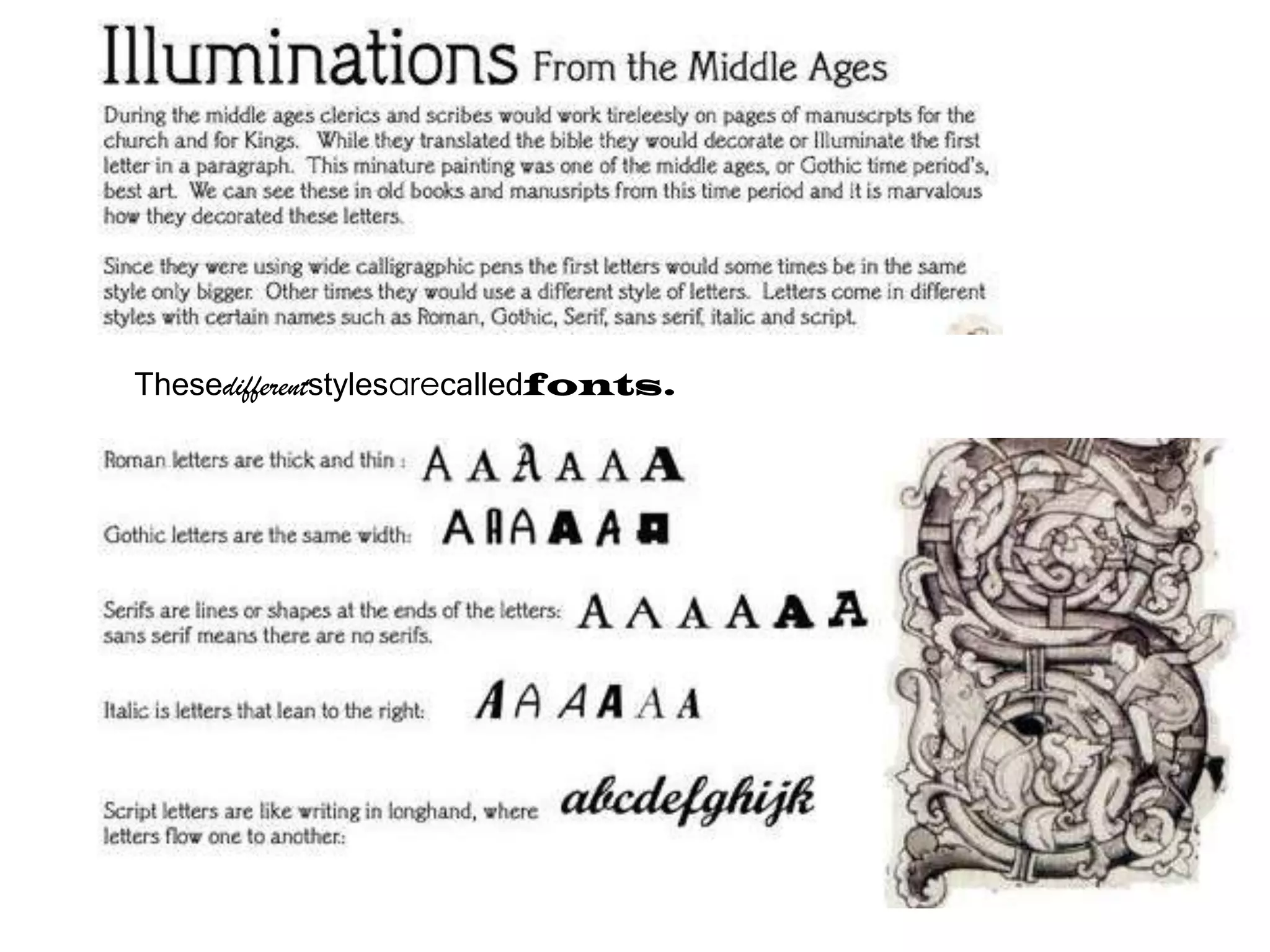 Thesedifferentstylesarecalledfonts.