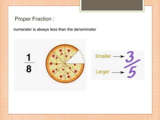 Proper Fraction :
numerator is always less than the denominator
 