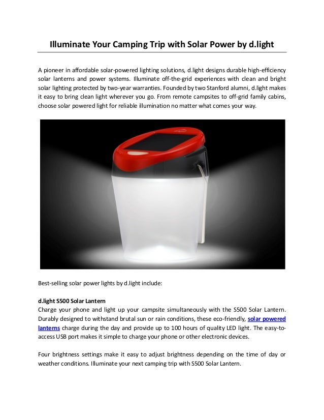 Illuminate Your Camping Trip With Solar Power By D Light