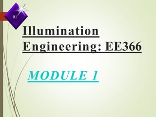 Illumination
Engineering: EE366
MODULE 1
01
 