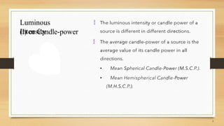 Luminous
Intensity

(I) or Candle-power

 