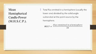 Mean
Hemispherical
Candle-Power
(M.H.S.C.P.).

 