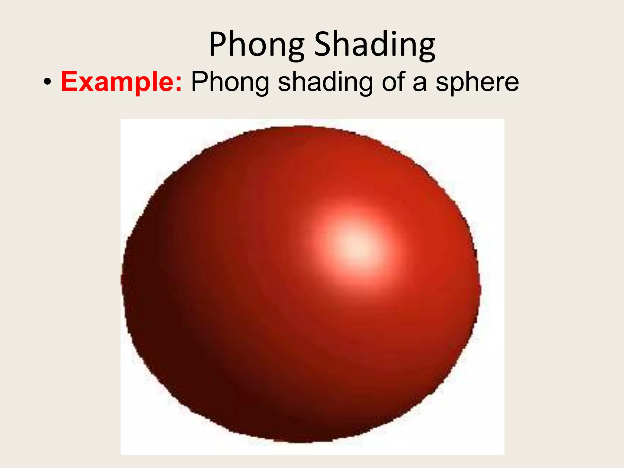 Phong Shading
• Example: Phong shading of a sphere
 