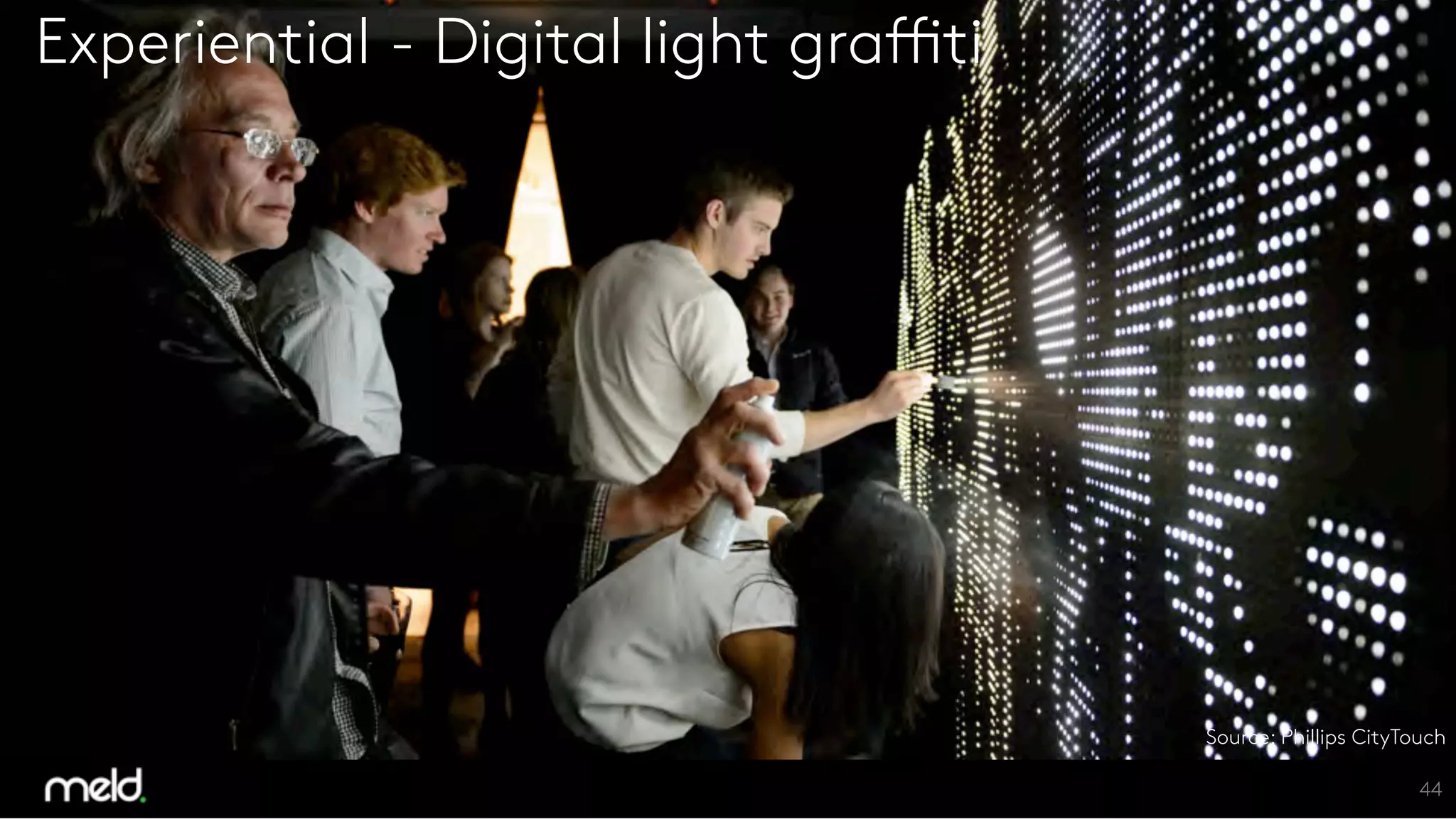 44
Experiential - Digital light graffiti
Source: Phillips CityTouch
 