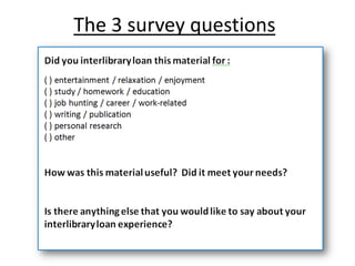 The 3 survey questions
 