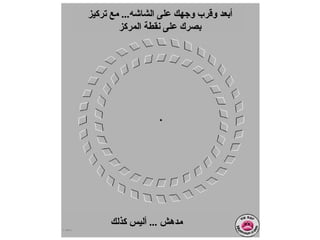 أبعد وقرب وجهك على الشاشه ...  مع تركيز بصرك على نقطة المركز مدهش  ...  أليس كذلك 