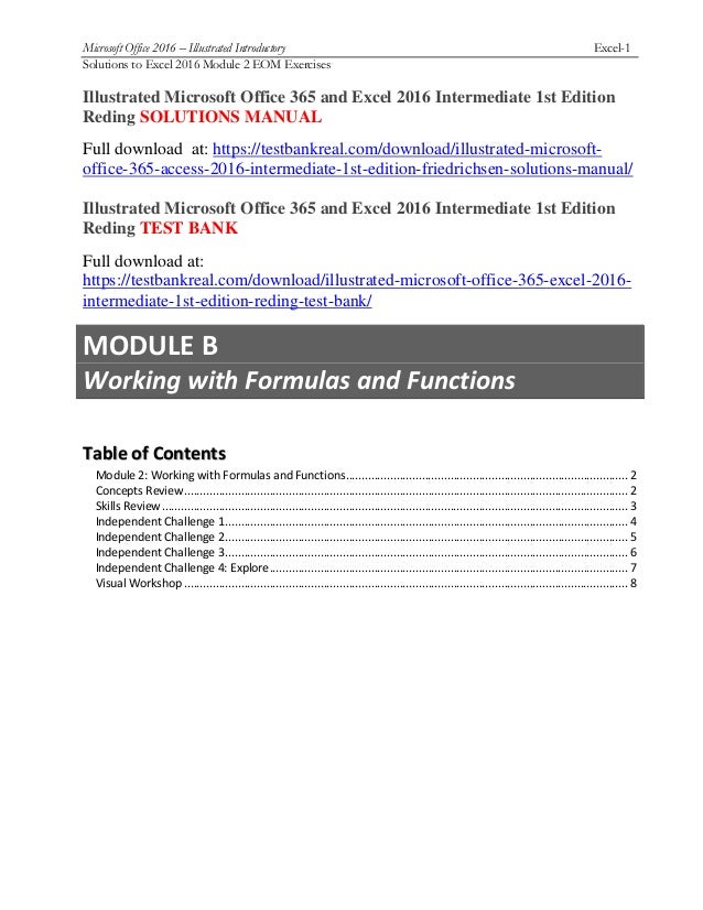 Illustrated Microsoft Office 365 And Excel 16 Intermediate 1st Edit