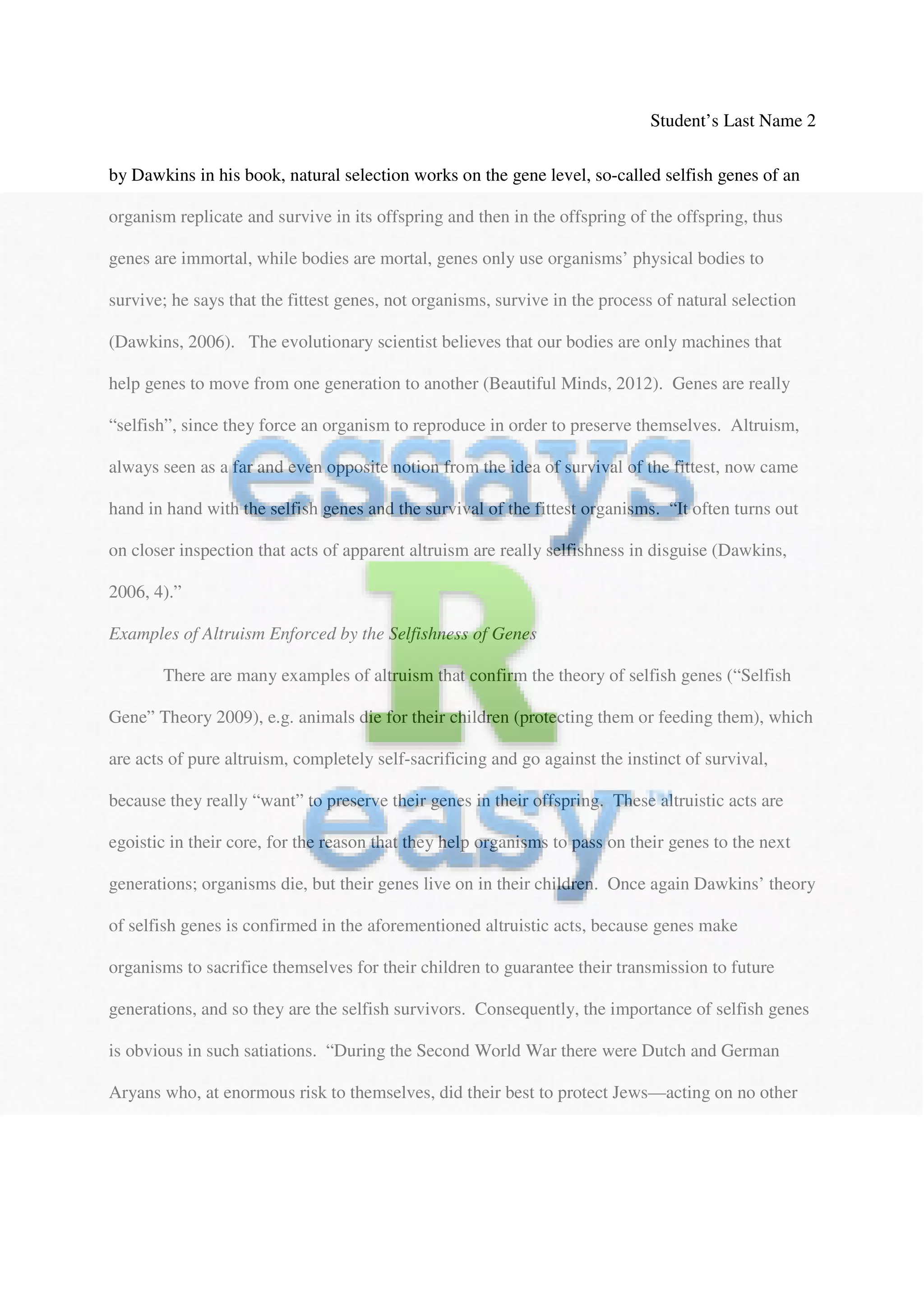 Illustrate the importance of selfish genes | PDF