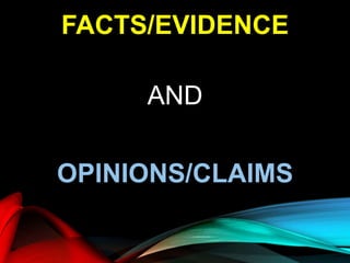 FACTS/EVIDENCE
AND
OPINIONS/CLAIMS
 