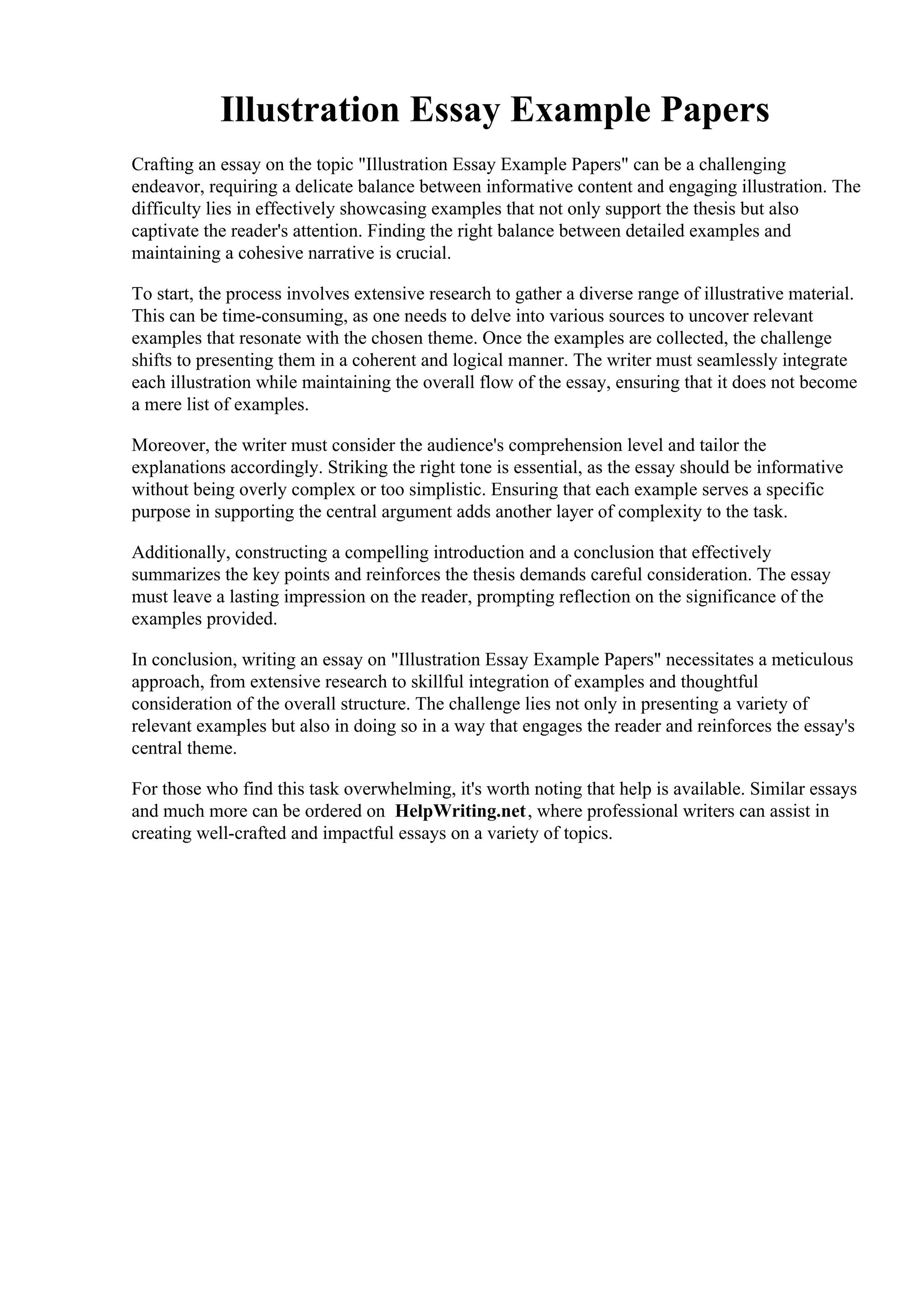 Illustration Essay Example Papers PDF