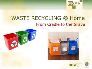 WASTE RECYCLING @ Home
From Cradle to the Grave
 