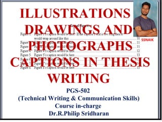 ILLUSTRATIONS –
DRAWINGS AND
PHOTOGRAPHS
CAPTIONS IN THESIS
WRITING
PGS-502
(Technical Writing & Communication Skills)
Course in-charge
Dr.R.Philip Sridharan
SSNAIK
 