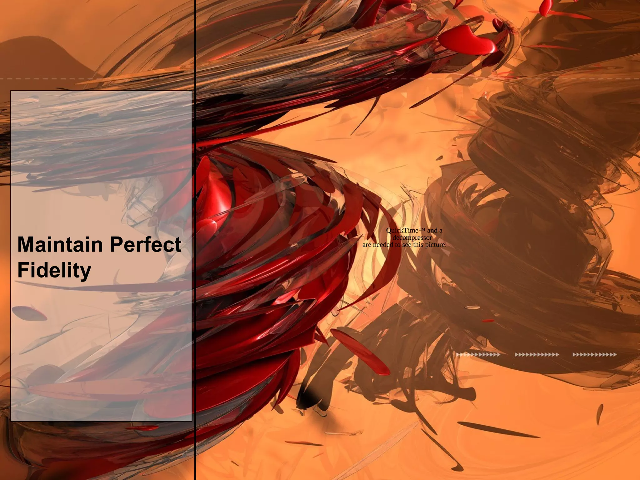 Maintain Perfect
Fidelity
QuickTime™ and a
decompressor
are needed to see this picture.
 