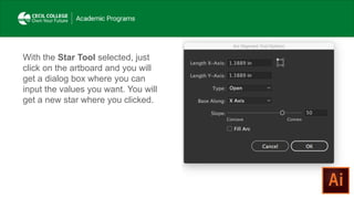 With the Star Tool selected, just
click on the artboard and you will
get a dialog box where you can
input the values you want. You will
get a new star where you clicked.
 