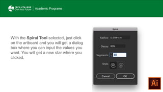With the Spiral Tool selected, just click
on the artboard and you will get a dialog
box where you can input the values you
want. You will get a new star where you
clicked.
 