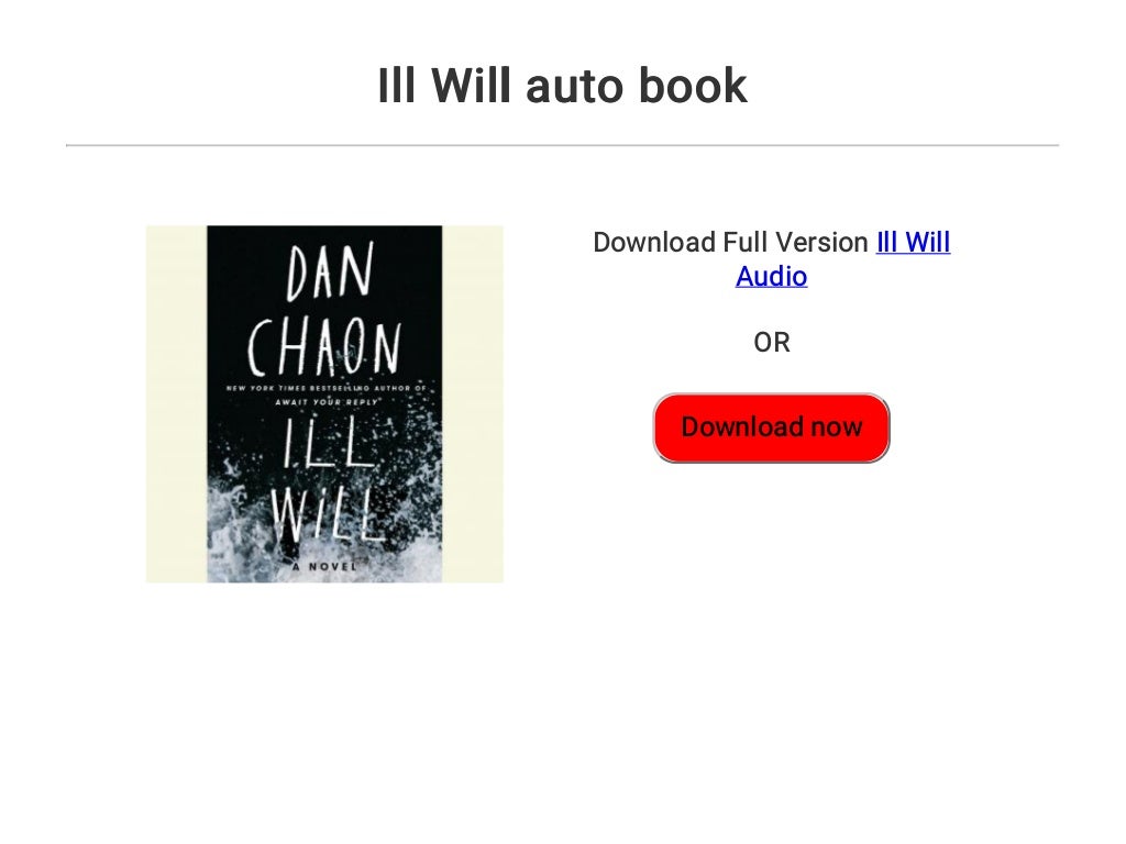 Ill Will auto book